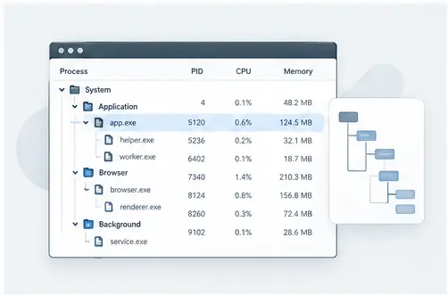 AI-generated illustration for Understanding the Process Tree in Windows